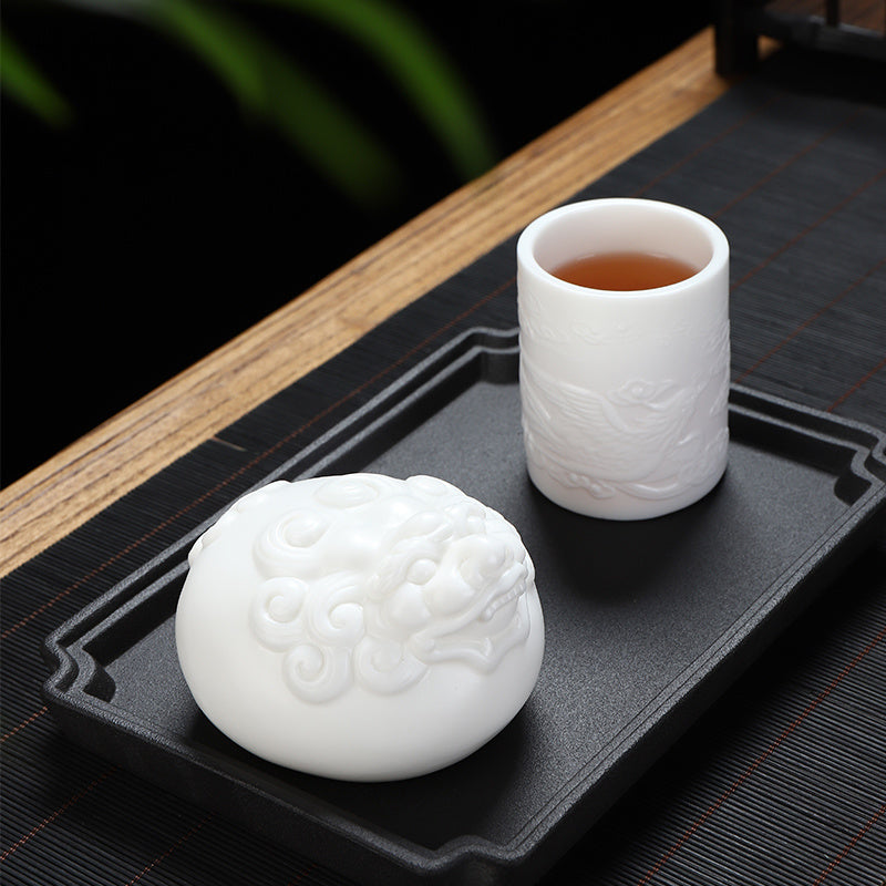 Dehua mutton-fat jade white porcelain unglazed tea pet tea tray small ornaments tea ceremony can raise tea to play Kung Fu tea set home accessories