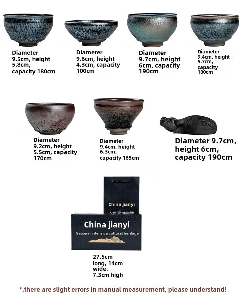 Shengyao purple sand ox turning the world Jianyang Jianzhan tea cup Baihuamu tea pet ornaments gift boutique iron tire oil drop