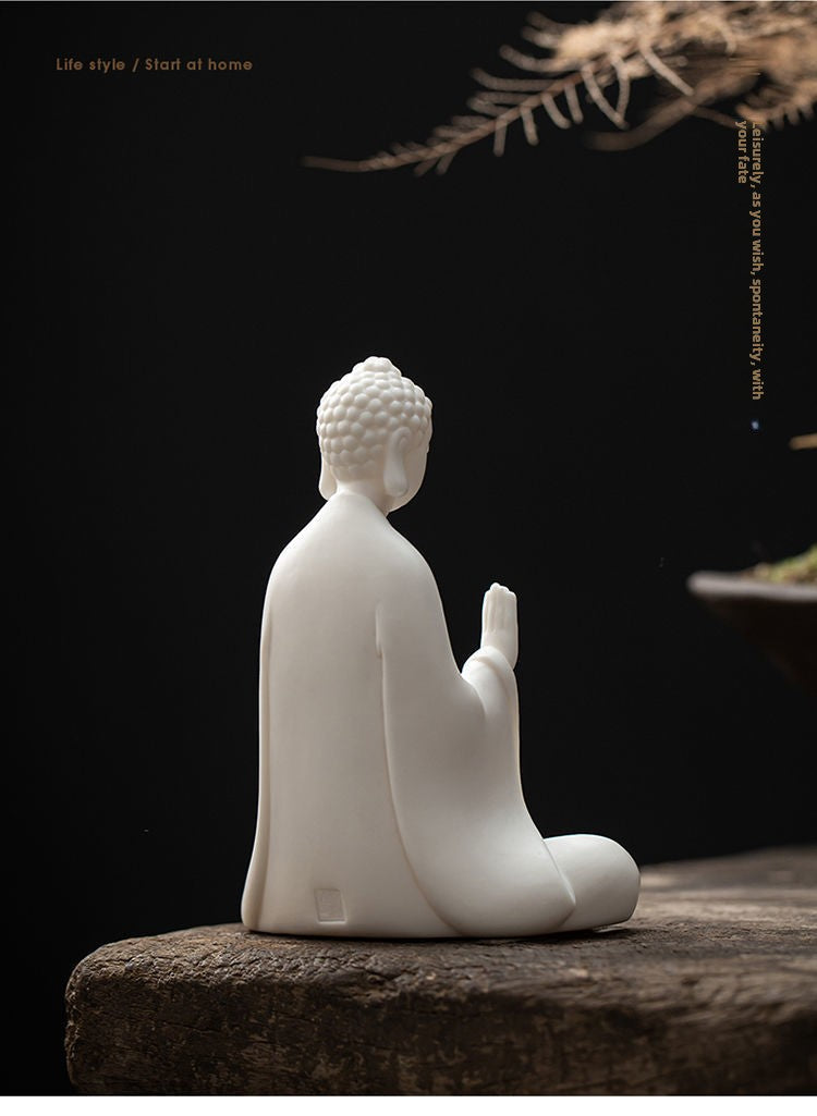 White porcelain small Buddha tea pet tea play can be raised Zen Buddha statue ornaments boutique Creative safety decoration crafts