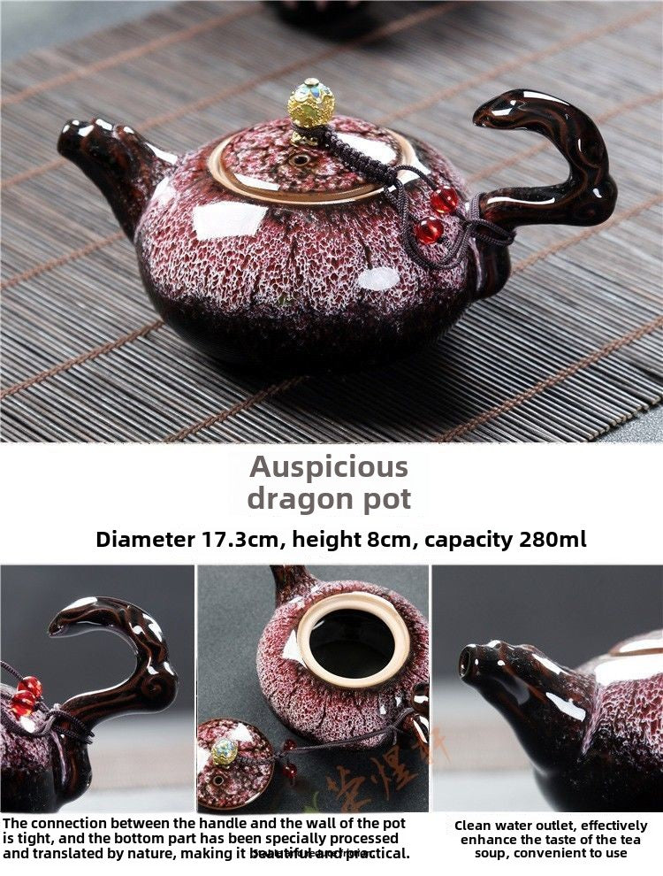 Kung Fu tea set household complete set office reception Jianzhan kiln change Jun kiln living room teapot tea cup simple