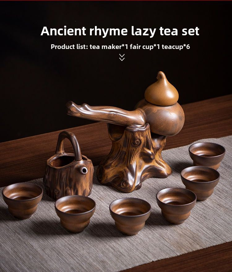 [Modern Chinese style] Special price lazy fully automatic Kung Fu tea set for home drinking tea, high-end, simple, retro, creative, ceramic, anti-scalding