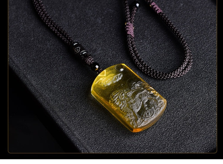 Kirin pendant yellow crystal auspicious beast auspicious fire jade Kirin child-giving men and women necklace pendant Pixiu pendant