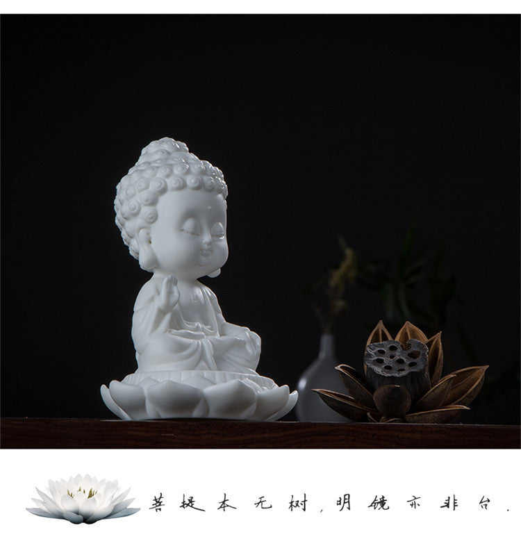 White porcelain lotus Guanyin Buddha statue ornaments car accessories personality Zen Tathagata Buddha tea pet tea ceremony tea play decorations