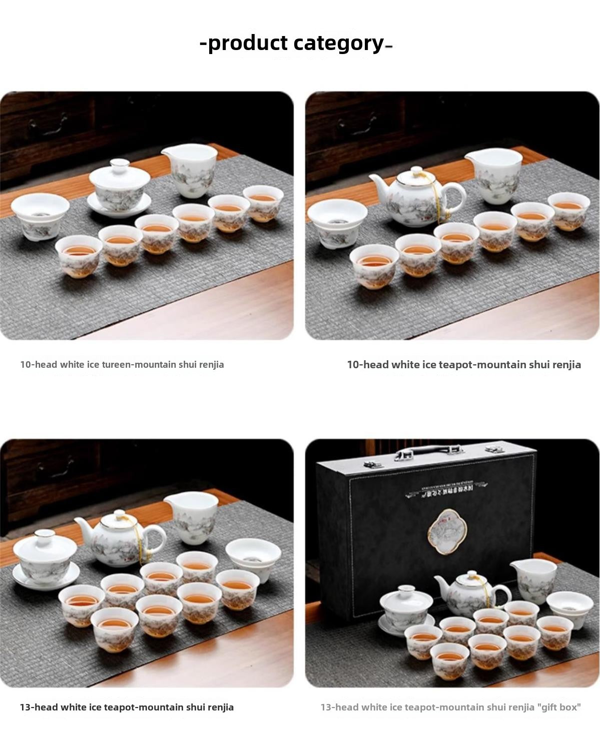 Ice-type mutton-fat jade white porcelain Kung Fu tea set home office reception ceramic covered bowl tea cup high-end gift box