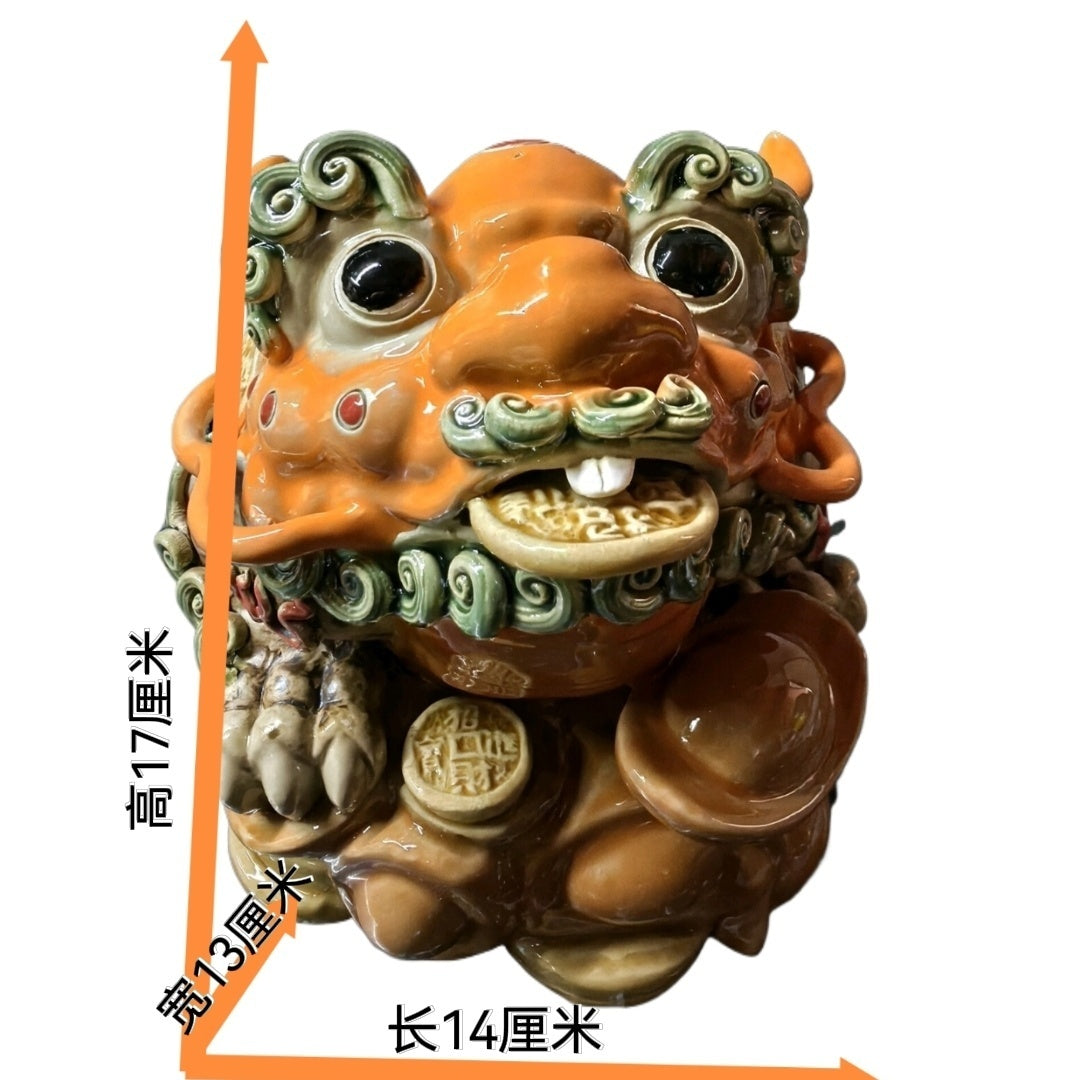 Shiwan ceramic national tide golden toad fortune ornaments toad office living room porch opening gift decoration