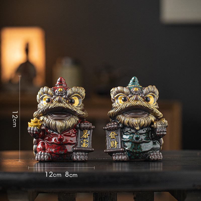 National trend awakening lion tea pet ornaments creative ceramic cute little lion fortune home tea room antique shelf decoration gift