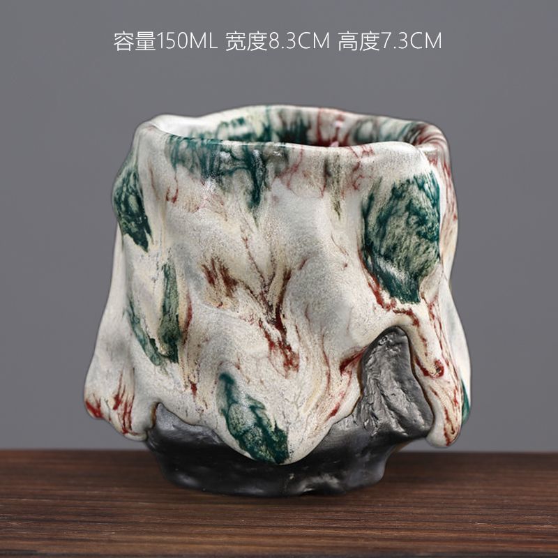 Solitary wood-fired master cup teacup ceramic kiln-changed Shino-fired iron tire home Japanese style large single tea cup