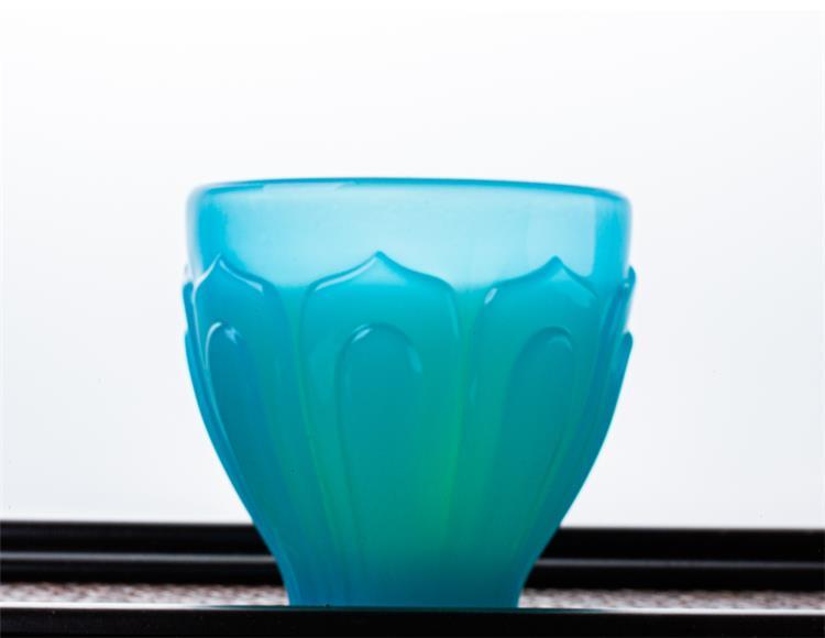 [Transparent cup body] Rongshantang Ice Blue Jade Porcelain Lotus Master Cup Tea Tasting Glass Zen Large Single Cup Jianzhan Tea Cup Kung Fu Tea Set