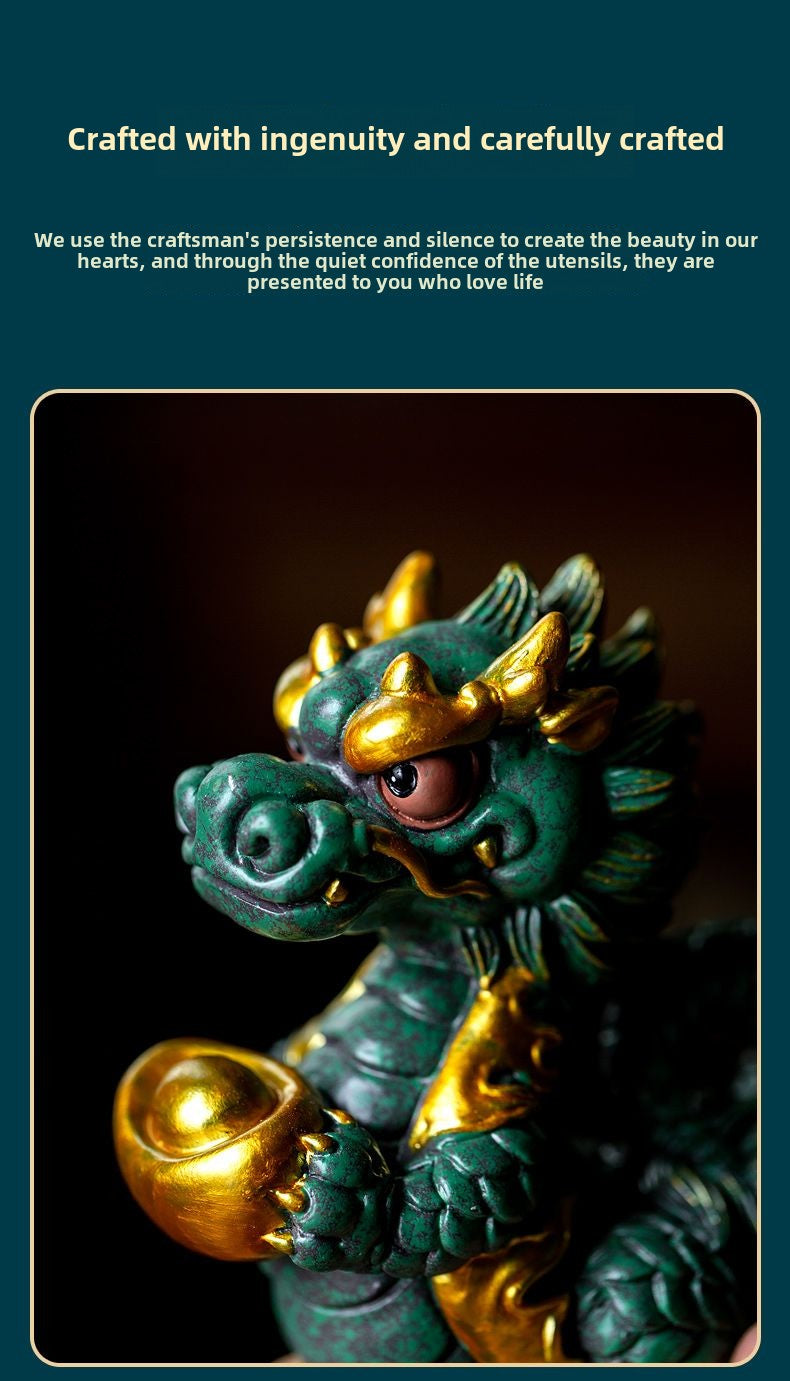 Creative twelve zodiac auspicious dragon fortune home desktop decorations tea table tea pets dragon year mascot