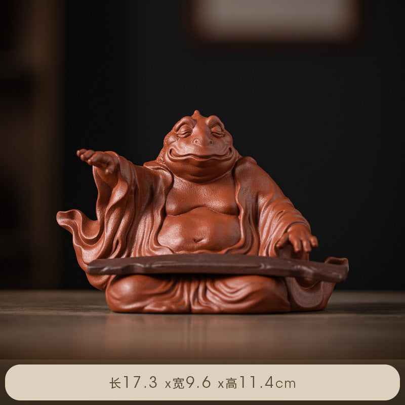 Dehua creative golden toad office fortune toad fairy home furnishings porch desktop decoration ceramic toad crafts