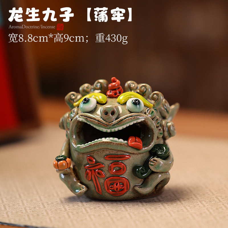 High-end fortune-bringing lion and pixiu aromatherapy stove ceramic ornaments tea pet home living room decorations housewarming opening gift