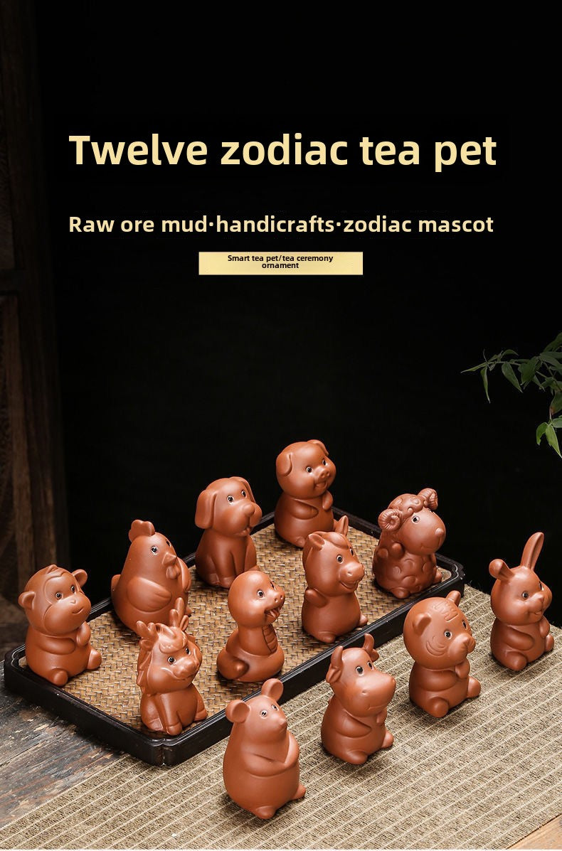 Original purple sand twelve zodiac tea pets can be raised tea toy tea set accessories home office lucky cute small ornaments