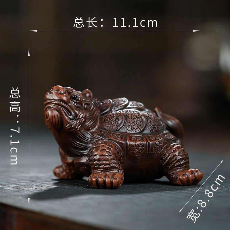 Yixing purple clay tea pet high-end boutique purple clay bronze clay rich in the world dragon turtle mythical beast ornaments creative model can be raised