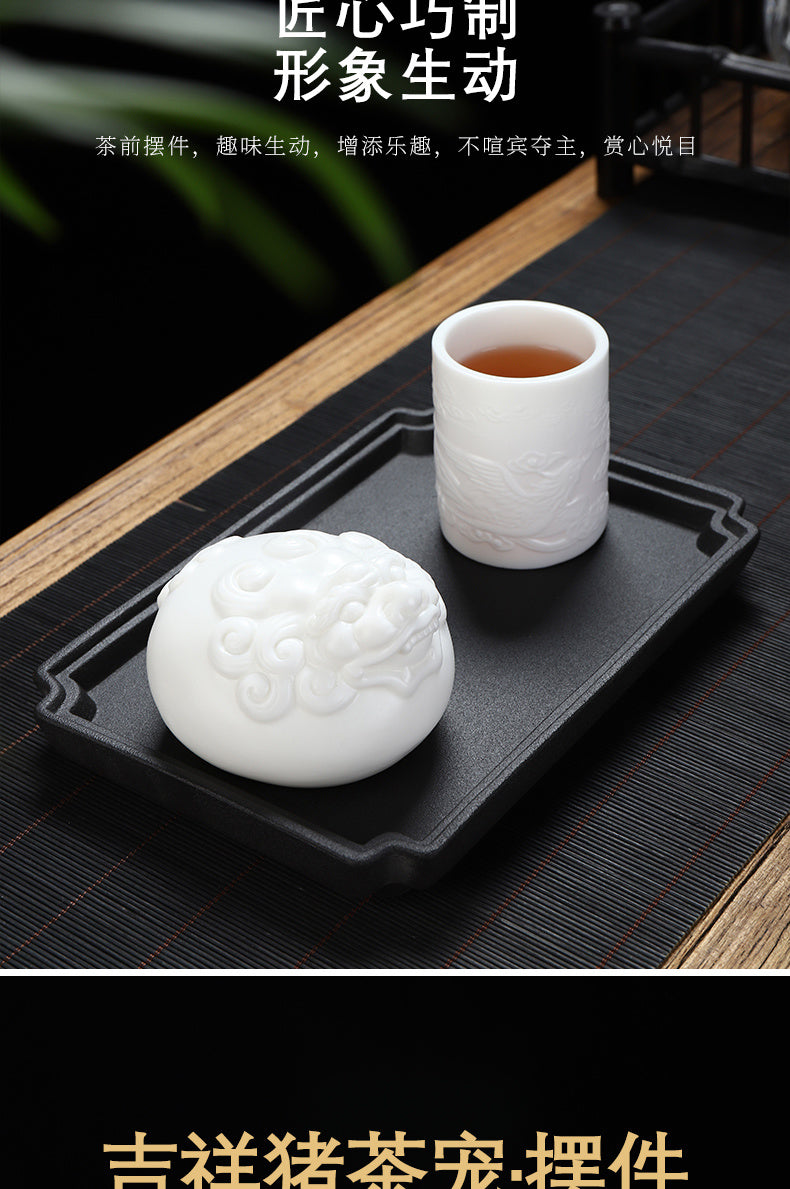 Dehua mutton-fat jade white porcelain unglazed tea pet tea tray small ornaments tea ceremony can raise tea to play Kung Fu tea set home accessories