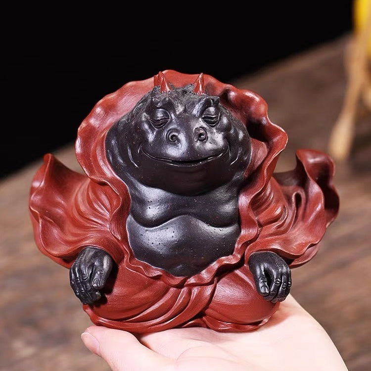 Yixing purple sand original ore tea pet ornaments boutique can raise toad fairy tea to play tea ceremony creative pure handmade Zen golden toad