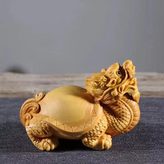 Small-leaf boxwood hand-held play fine wood carvings to attract wealth and fortune auspicious beast carvings dragon turtle tea pet car ornaments