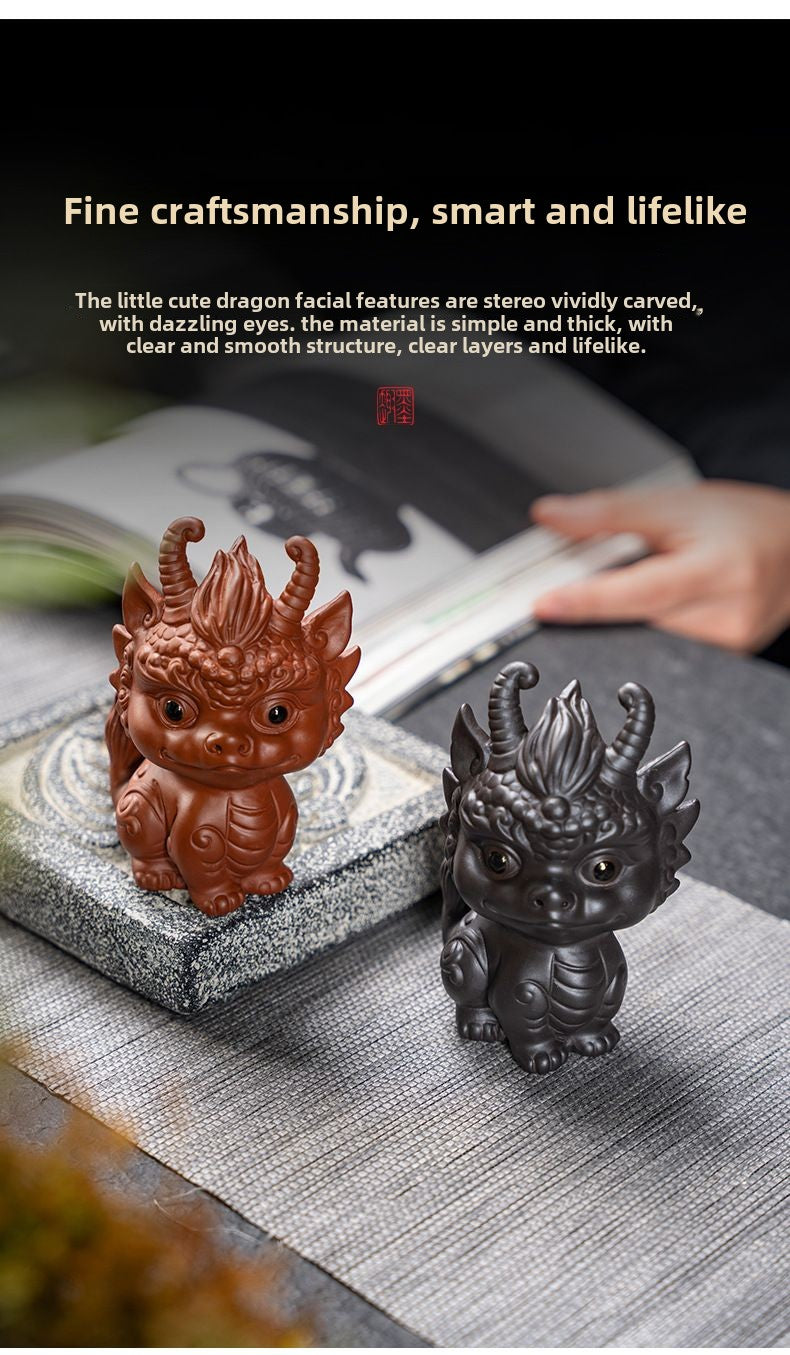 [Exquisite workmanship] Zisha tea pet dragon ornaments can attract wealth and can be used to raise fine tea and play with dual-purpose tea tables, personalized twelve zodiac dragon tea pet ornaments