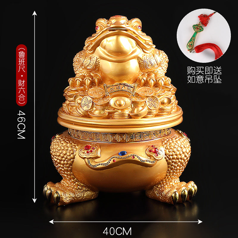 Golden toad fortune-bringing ornaments three-legged golden cicada opening gift shop office wine cabinet TV cabinet decoration