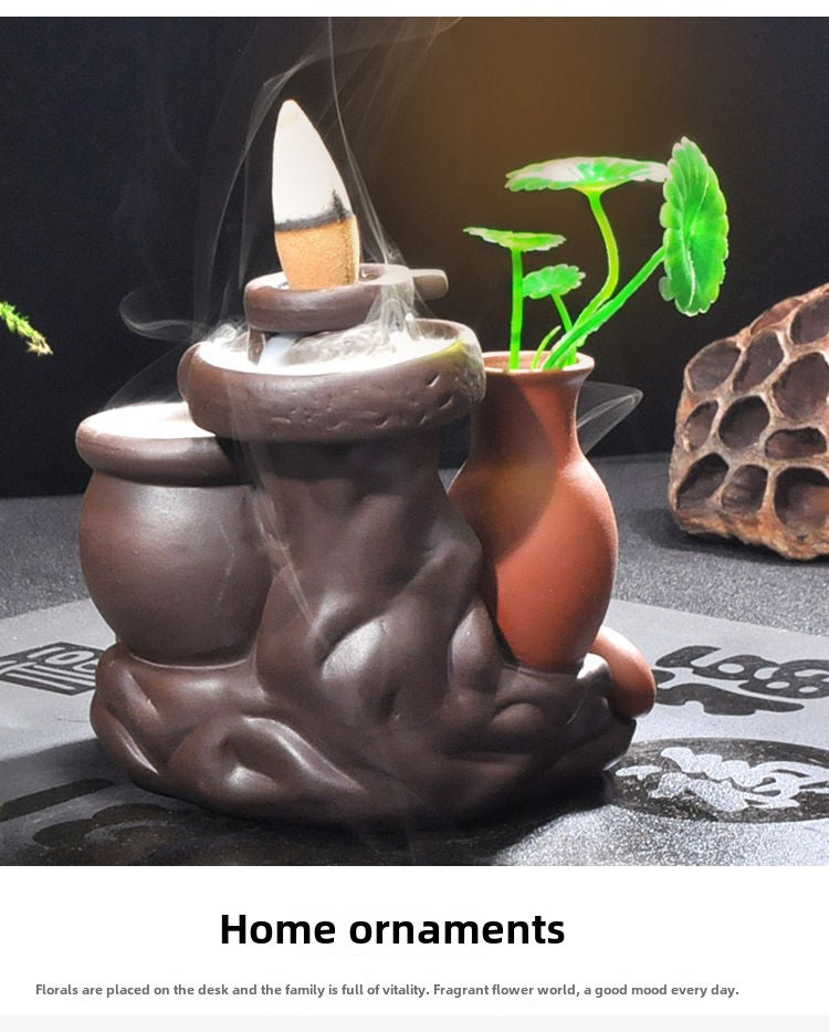 Backflow incense burner good luck home indoor mountain stream purple sandalwood tea ceremony creative tea pet personality ornaments