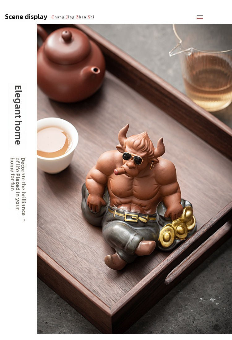 Tea table landscape Sun Wukong ceramic tea table Bull Demon King purple sand ornaments small ornaments tea pet decoration tea room