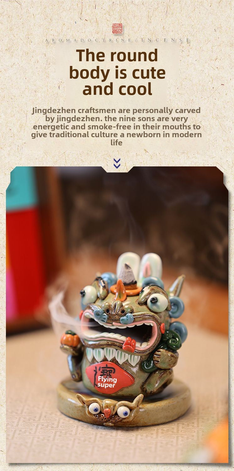 Jingdezhen Porcelain Incense Burner for Home Indoor Use, Creative Handmade Incense Base for Line Incense, Cute Decorative Item for Downward Smoke Incense Burner