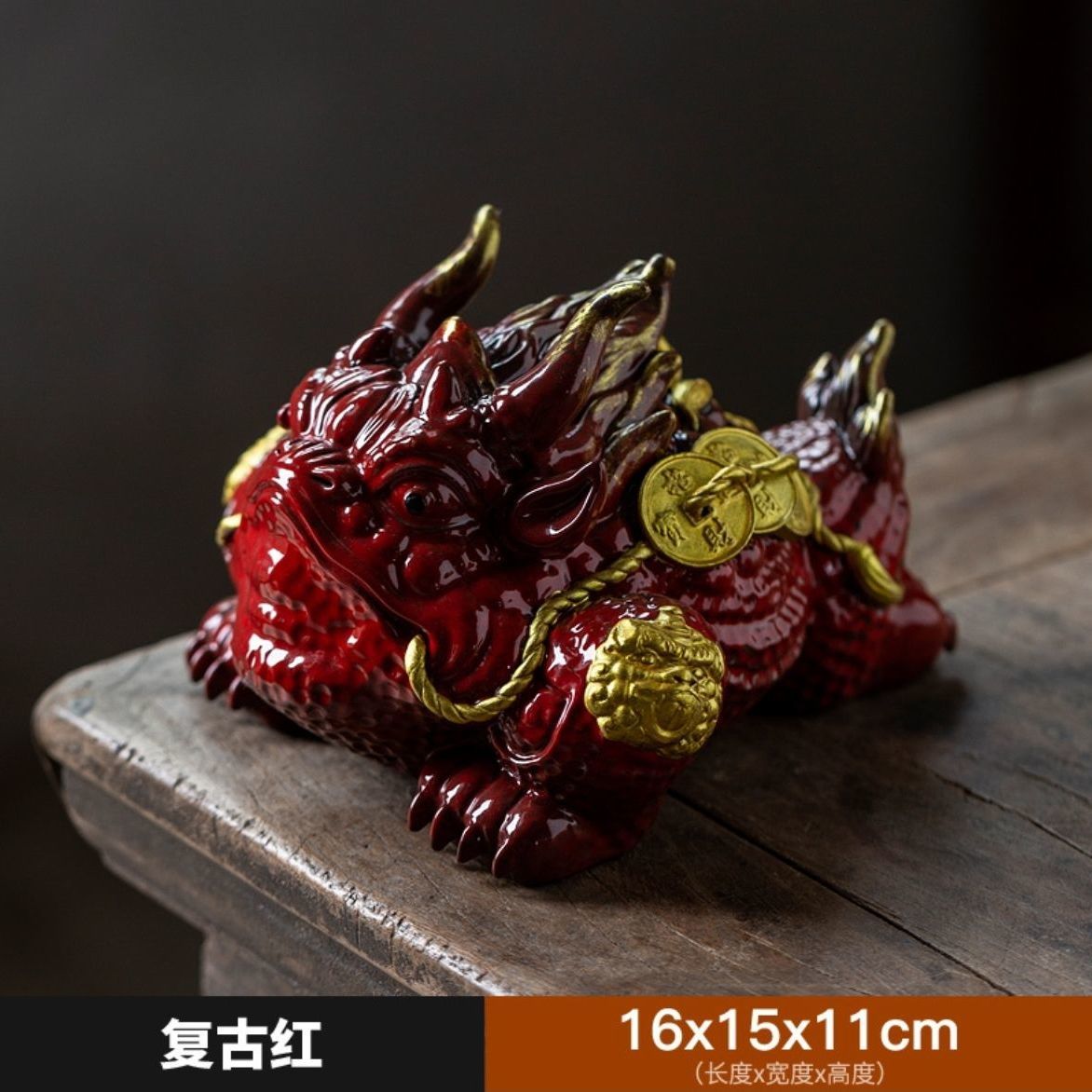 Fortune-attracting golden toad Feng Shui ornaments, large toad tea pets, can be raised as office shop opening gifts, ceramic crafts