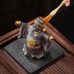 New original purple sand God of Wealth tea pet small ornaments to attract wealth and can be raised tea ceremony accessories tea table tea table decorations