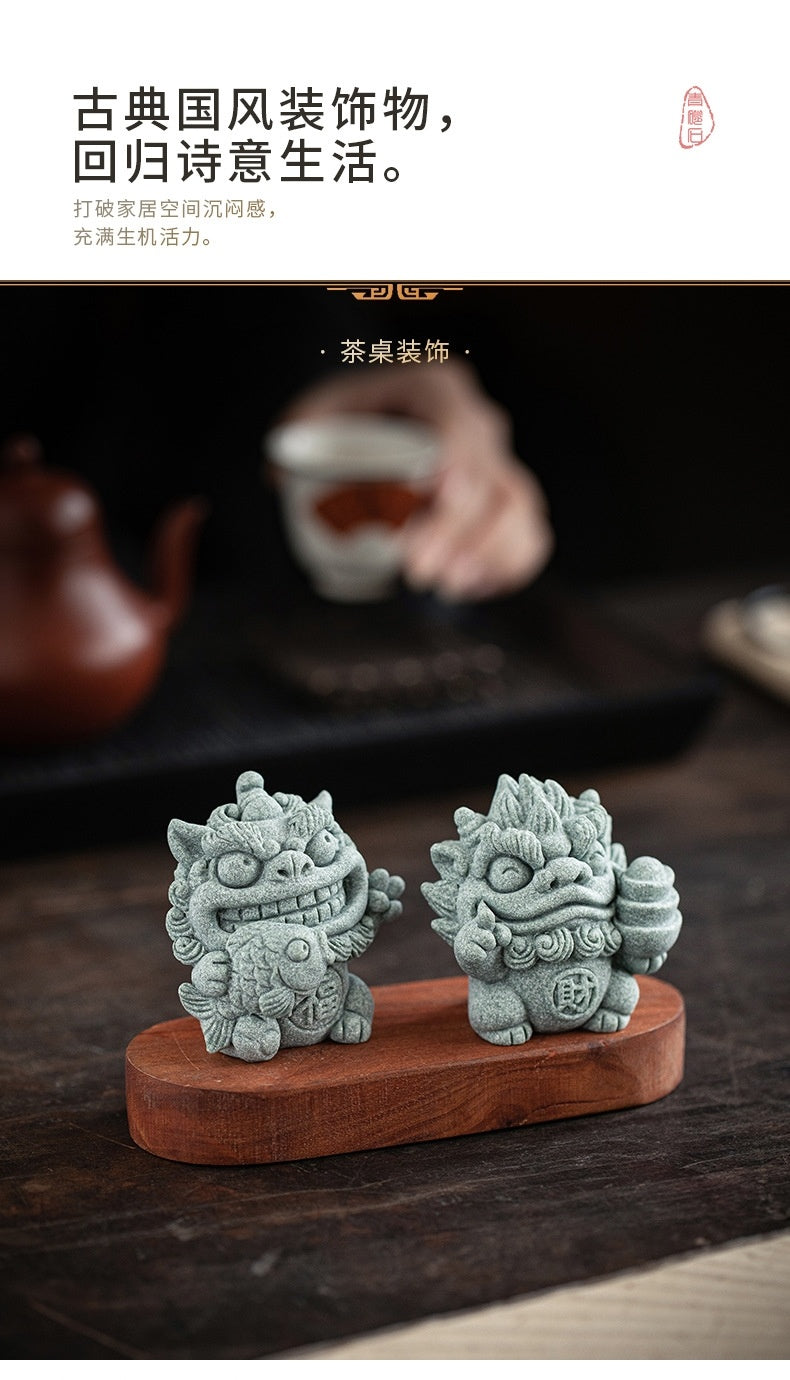 Creative auspicious beast small Pixiu fortune tea pet ornaments cute healing fish tank potted landscape living room desktop decoration