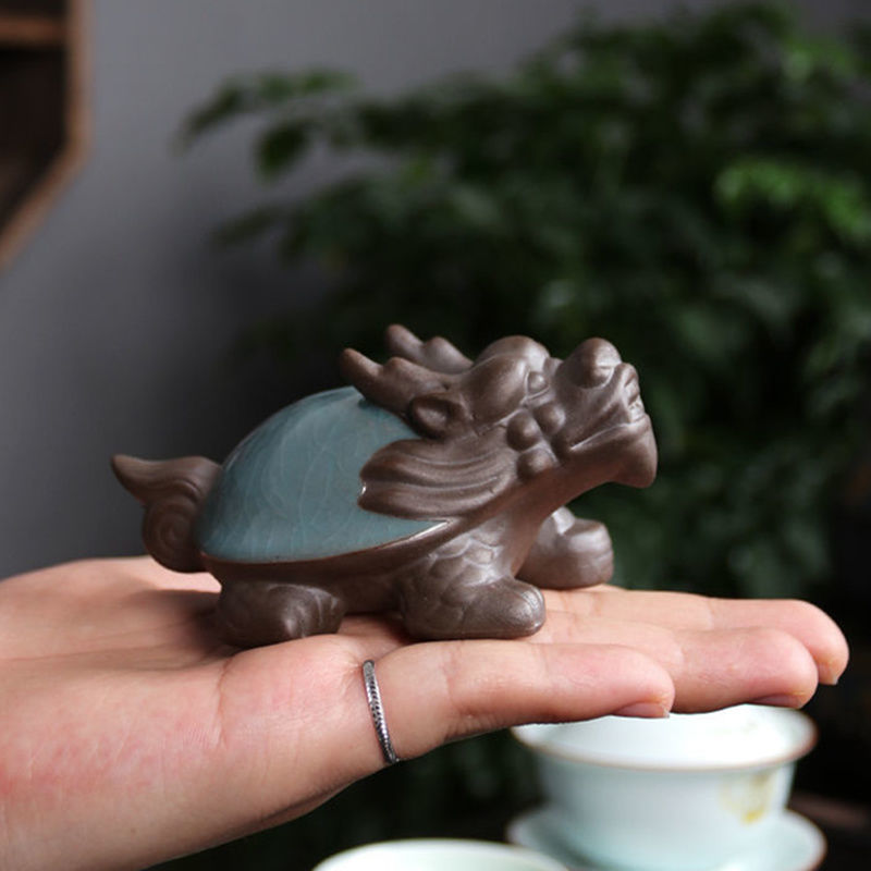 Geyao tea pet dragon turtle ornaments exquisite handmade can be raised to attract wealth cracked tea play tea ceremony accessories tea table tea tray decoration