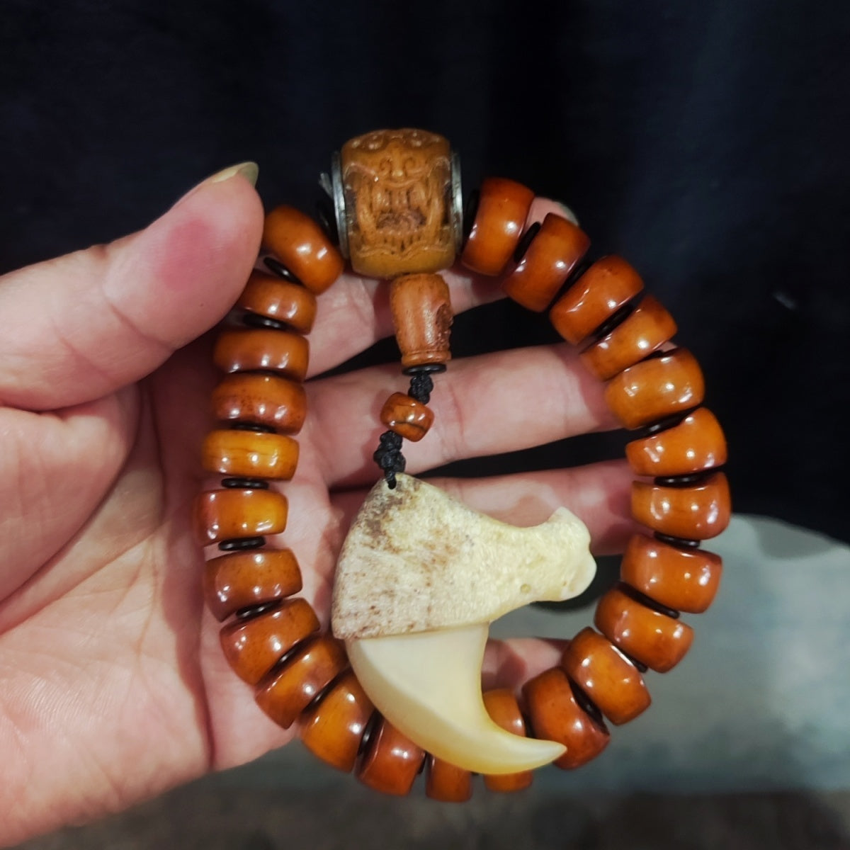 Antique Collection Tibetan Yak Bone Dragon Turtle Bracelet