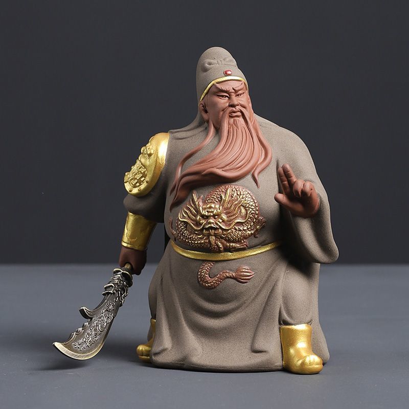 Purple sand can be used to raise the martial saint Guan Yu small ornaments home fortune-attracting boutique Guan Gong decoration tea pet tea play tea table decoration