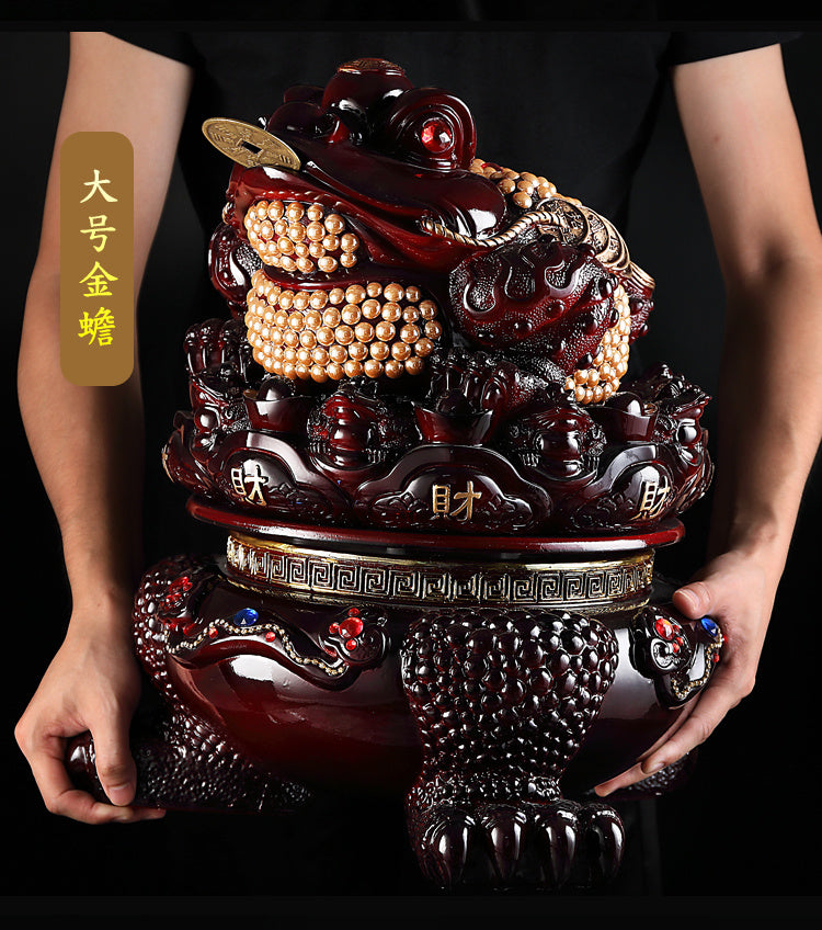 Golden toad fortune-bringing ornaments three-legged golden cicada opening gift shop office wine cabinet TV cabinet decoration