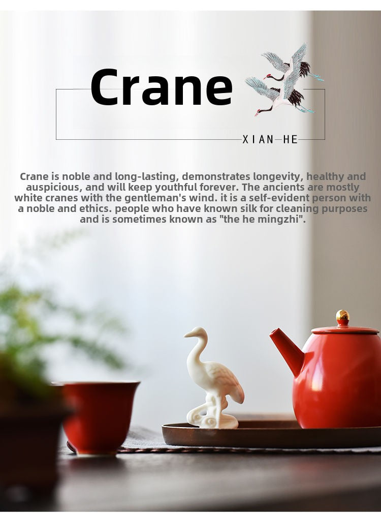 Porcelain Juyuan high-end all-porcelain white crane living room tea table tea pet ceramic ornaments crafts creative bonsai decoration crane