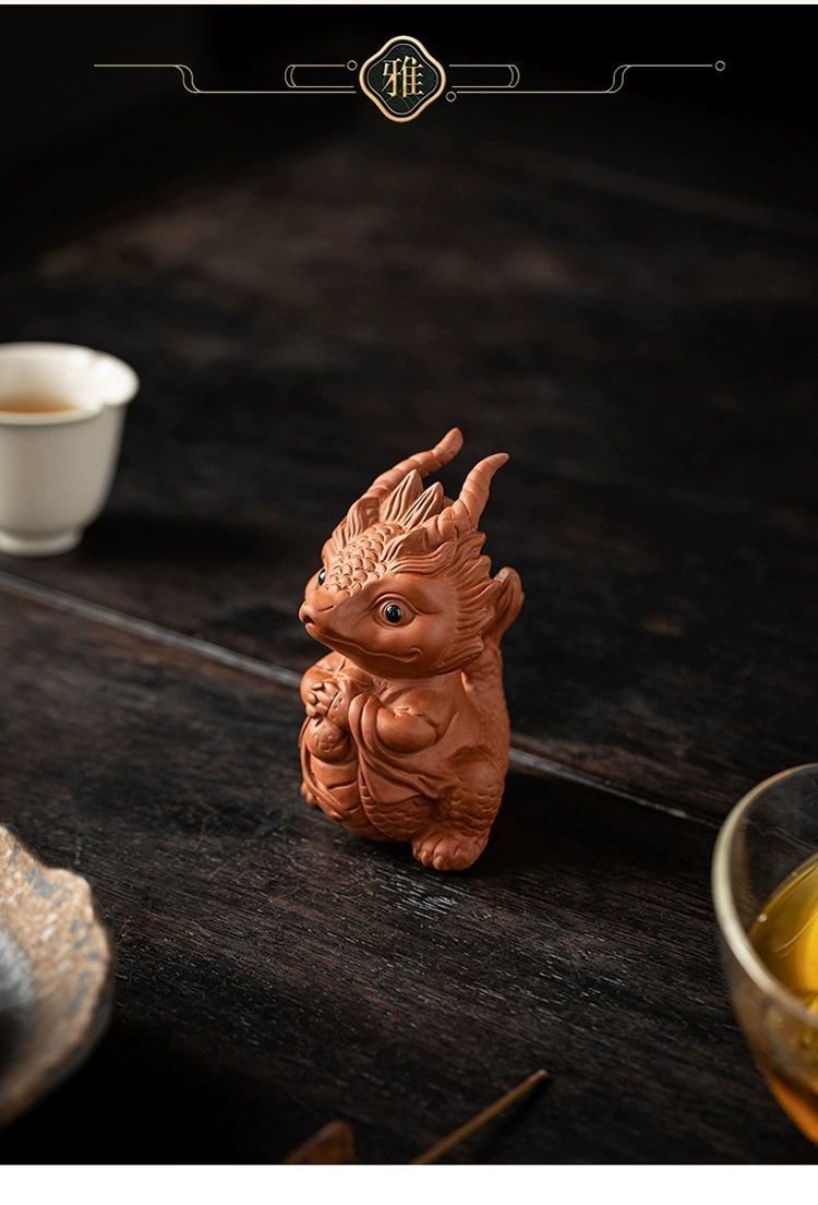 Purple sand tea pet dragon ornaments can be raised to attract fortune beasts twelve zodiac cute tea toys tea sets tea table creative small ornaments