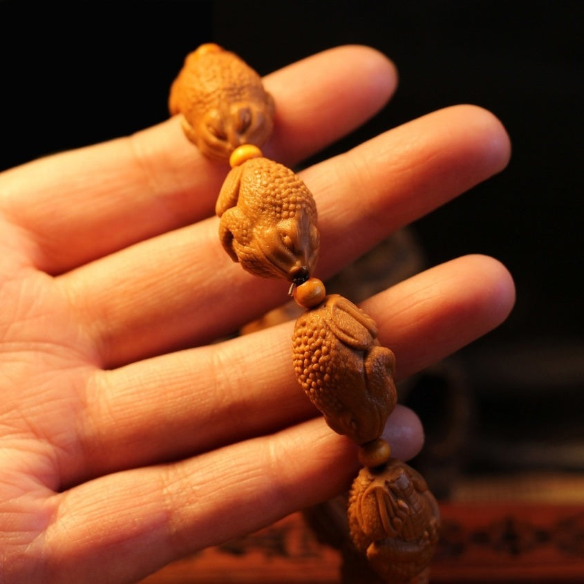 Nut carving bracelets, rich golden toad, lucky toad, olive carving bracelets for men and women, gift jewelry, free shipping