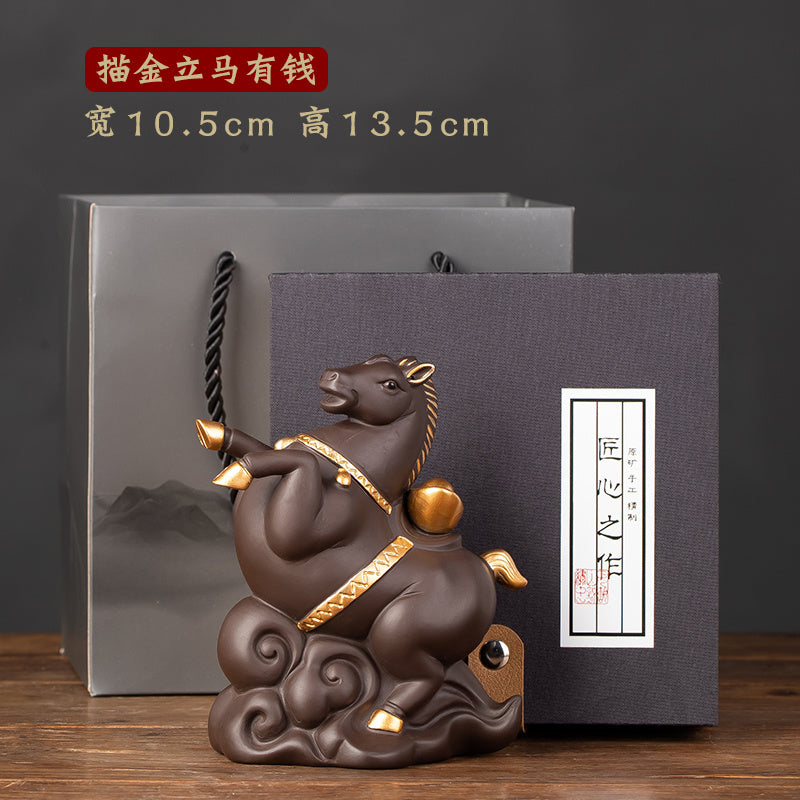 Creative twelve zodiac purple sand tea pet ornaments, you can immediately have money to raise tea ceremony boutique fortune zodiac tea set accessories