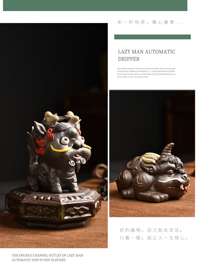 Qingshui Laoyan awakening lion tea pet ornaments can be raised on the tea table to attract wealth, personality, cute, creative desktop tea ceremony boutique accessories