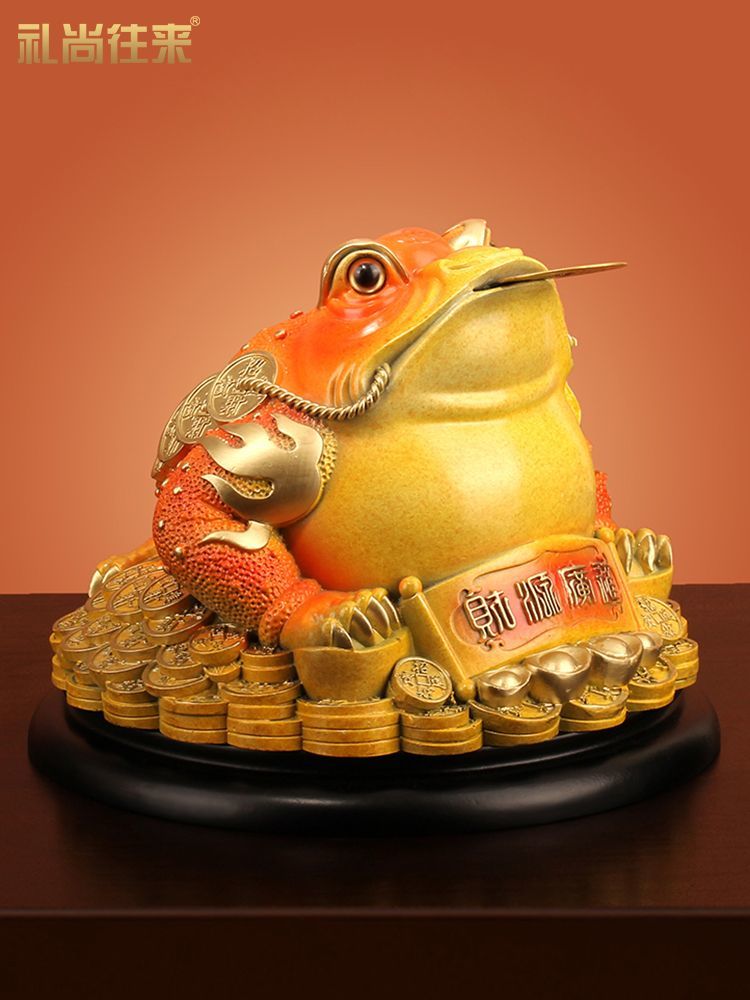 [Wealth and Prosperity] Copper Golden Toad Ornaments Brass Three-legged Golden Cicada Toad Fortune-bringing Living Room Personalized Opening Gift