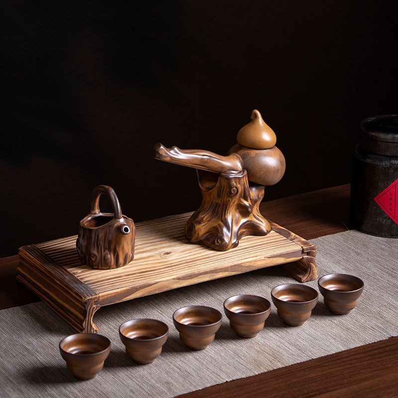 [Modern Chinese style] Special price lazy fully automatic Kung Fu tea set for home drinking tea, high-end, simple, retro, creative, ceramic, anti-scalding