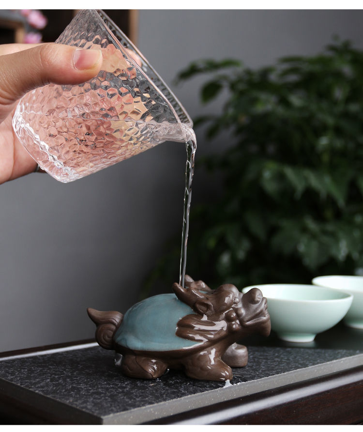 Geyao tea pet dragon turtle ornaments exquisite handmade can be raised to attract wealth cracked tea play tea ceremony accessories tea table tea tray decoration