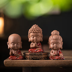 Zen purple sand small Tathagata tea pet ornaments boutique can be raised ceramic small Buddha statue tea toy tea tray tea table tea ceremony accessories