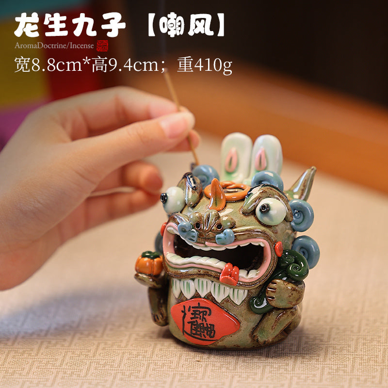 High-end fortune-bringing lion and pixiu aromatherapy stove ceramic ornaments tea pet home living room decorations housewarming opening gift