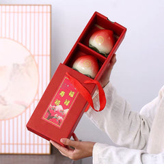 Creative ceramic longevity peach birthday birthday gift for elders good luck gift peach tea can warm heart engraving custom