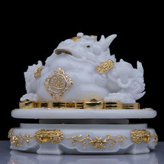 Overlord Golden Toad Ornaments White Marble Fortune-bringing Golden Toad Golden Cicada Rotatable Office Store Opening Gift Ornaments