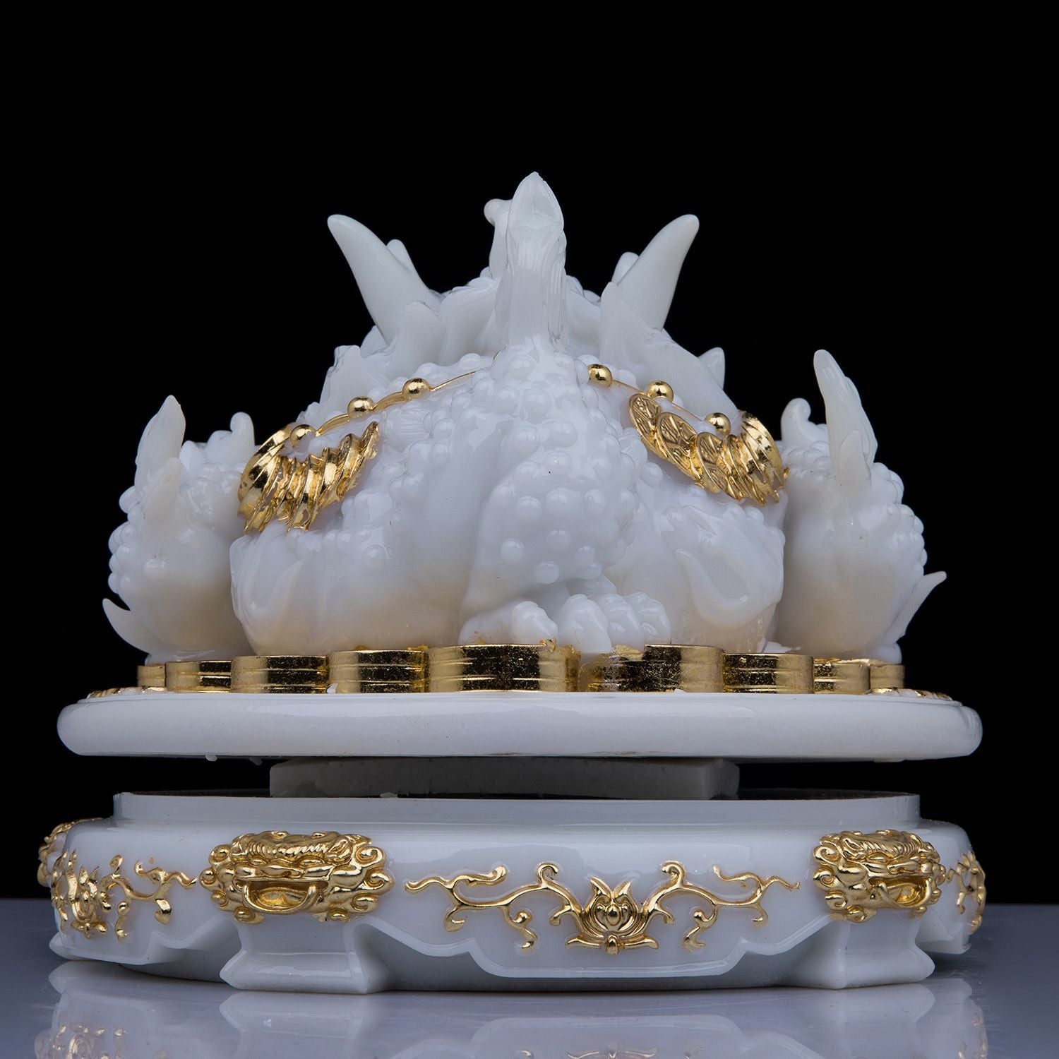 Overlord Golden Toad Ornaments White Marble Fortune-bringing Golden Toad Golden Cicada Rotatable Office Store Opening Gift Ornaments