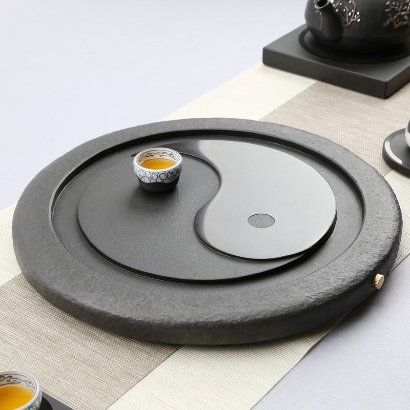 Tai Chi Bagua Wujin Stone Tea Tray Natural Raw Stone Round Stone Tea Sea Tea Set Home Integrated Stone Tea Tray Dual Use