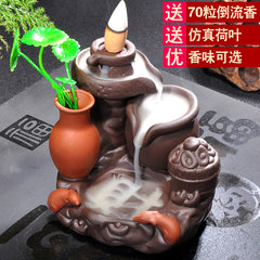 Backflow incense burner good luck home indoor mountain stream purple sandalwood tea ceremony creative tea pet personality ornaments