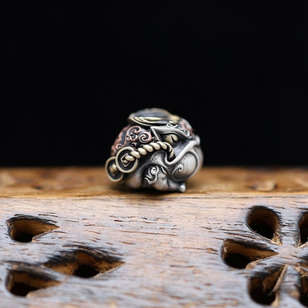 925 sterling silver gold toad spacer beads with string artifact all-match men and women's same style accessories accessories national style original