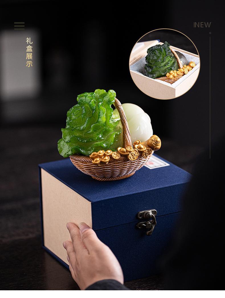 Small cabbage Baicai Ruyi ornaments tea pet tea player home office desk lucky decoration opening housewarming gift