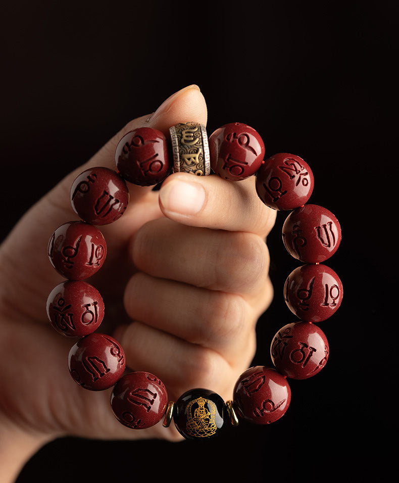 Original cinnabar bracelet Dragon Year Zodiac Year Cinnabar Dragon Transfer Buddhist beads jewelry Cinnabar original stone blood unicorn